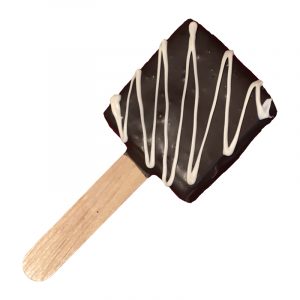 Chocolate dipped brownie on a stick