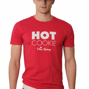 Red T-shirt with the HOT COOKIE Palm Springs logo