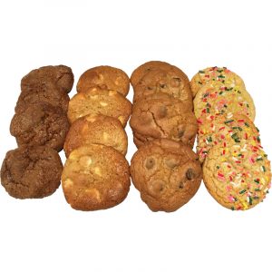 A variety of our mini cookies - ginger snaps, white macadamia nut, chocolate chip, and sugar cookies